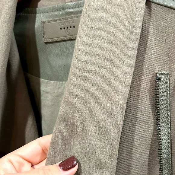BlankNYC Olive Green Vegan Leather Moto Jacket Size S - Picture 11 of 13